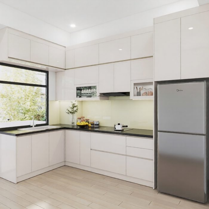 Mẫu tủ bếp Inox cánh Acrylic IN42