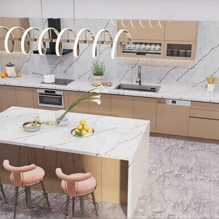 Mẫu tủ bếp Inox cánh Acrylic IN43