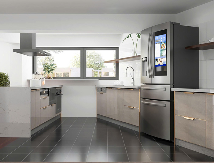 Mẫu tủ bếp inox cánh kính CK113