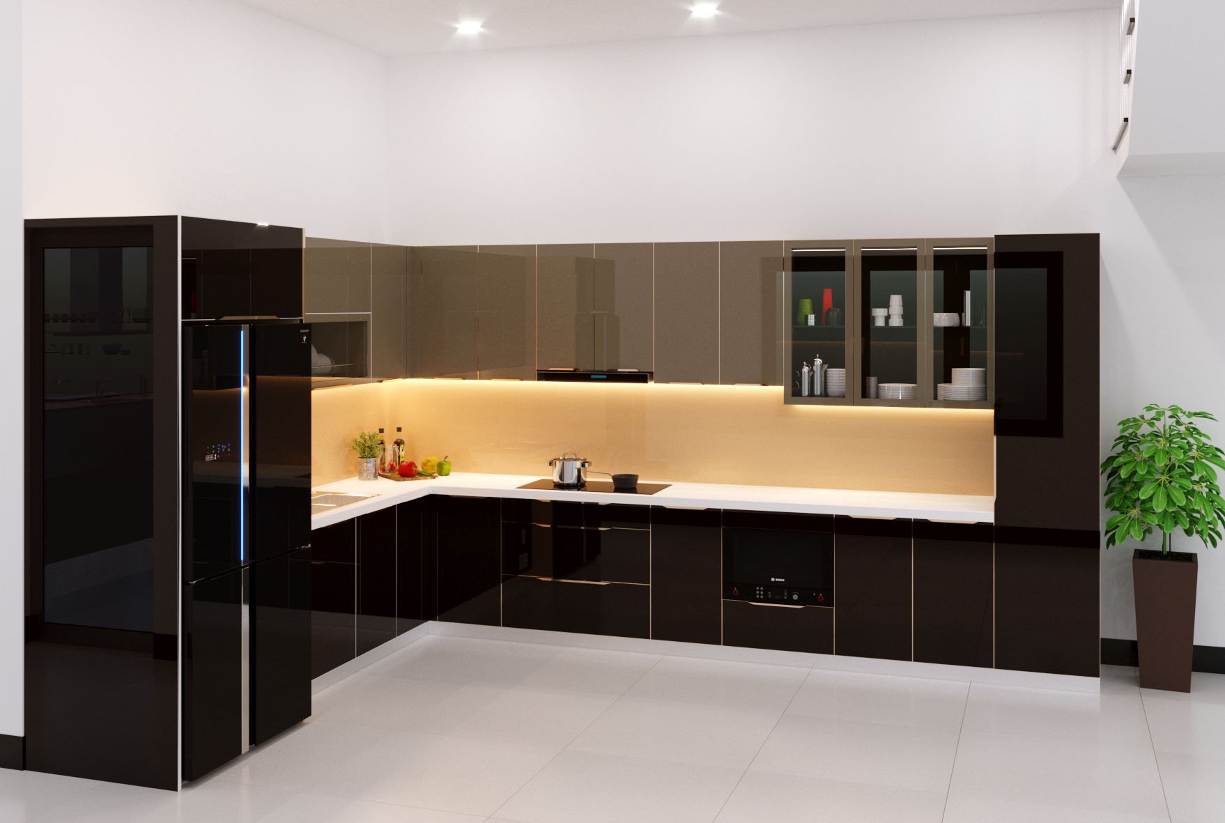 Thi công tủ bếp inox cánh kính tại Đà Nẵng uy tín